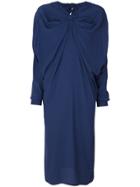 Marni Draped Gathered Neck Dress - Blue