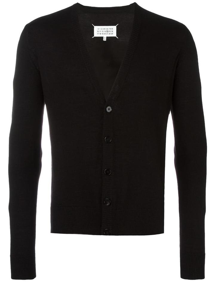 Maison Margiela Elbow Patch Cardigan, Men's, Size: Xl, Black, Linen/flax/wool/calf Leather