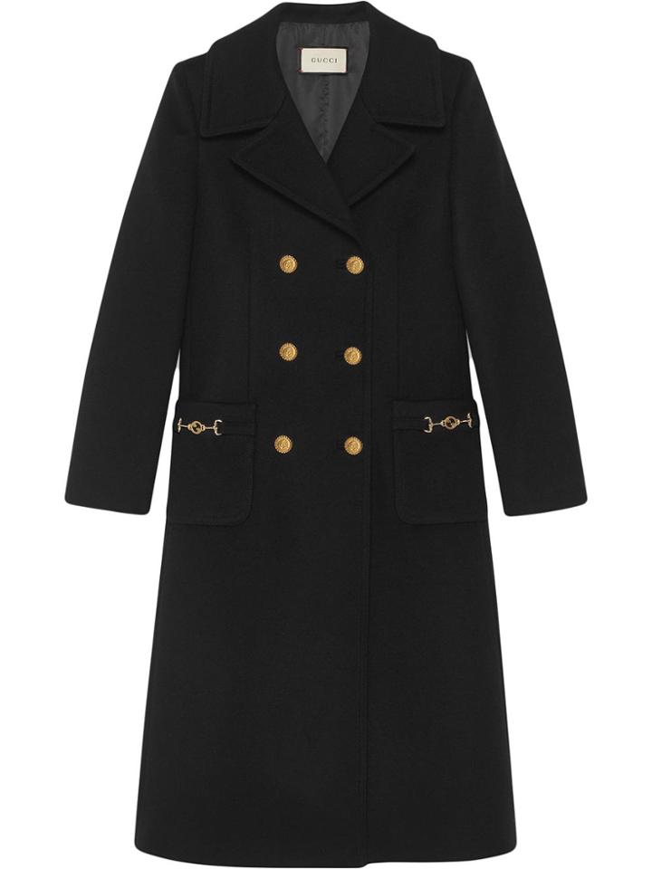Gucci Double-breasted Mid-length Coat - Black
