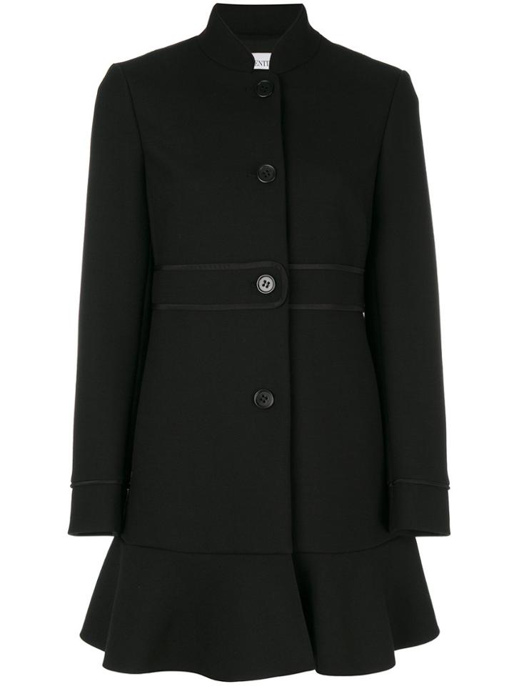 Red Valentino Frill Hem Coat - Black