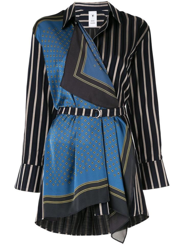 Maison Mihara Yasuhiro Contrast Pattern Shirt - Blue