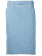 Each X Other Frayed Denim Pencil Skirt - Blue