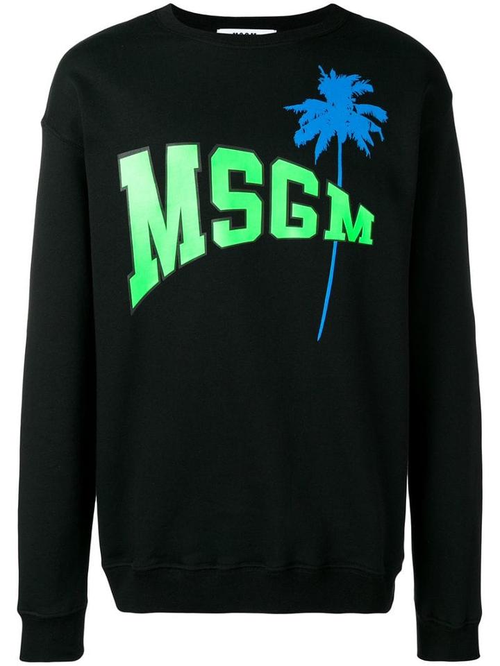 Msgm Palm Tree Logo Sweatshirt - Black