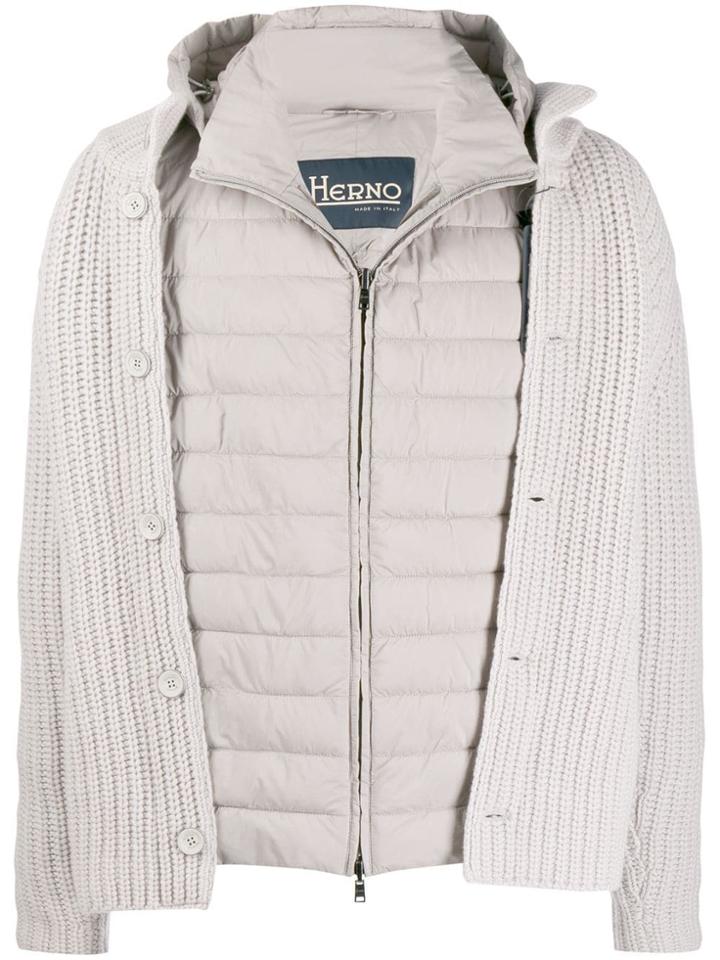 Herno Layered Cardigan Jacket - Grey