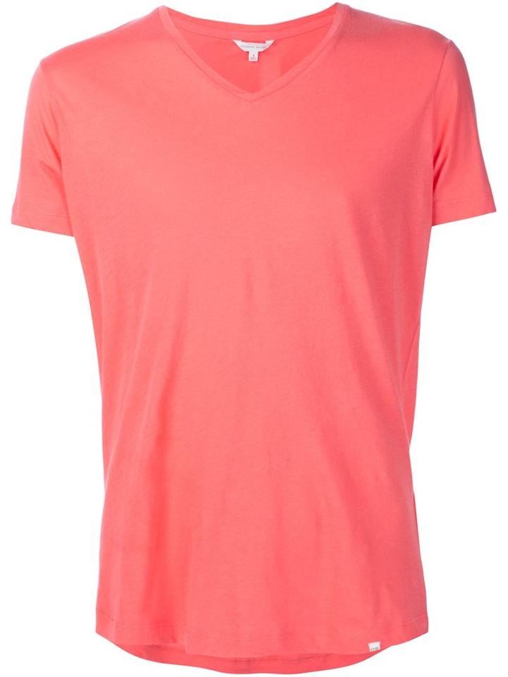 Orlebar Brown V-neck T-shirt, Men's, Size: Xl, Pink/purple, Cotton