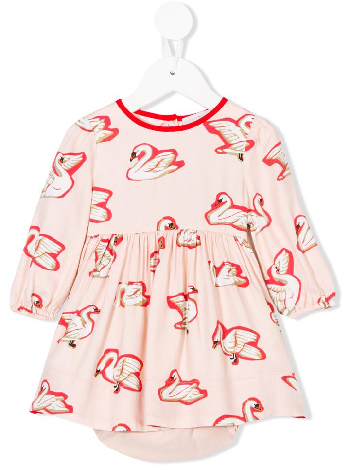 Stella Mccartney Kids - Fleur Swan Print Dress - Kids - Viscose - 36 Mth, Pink/purple