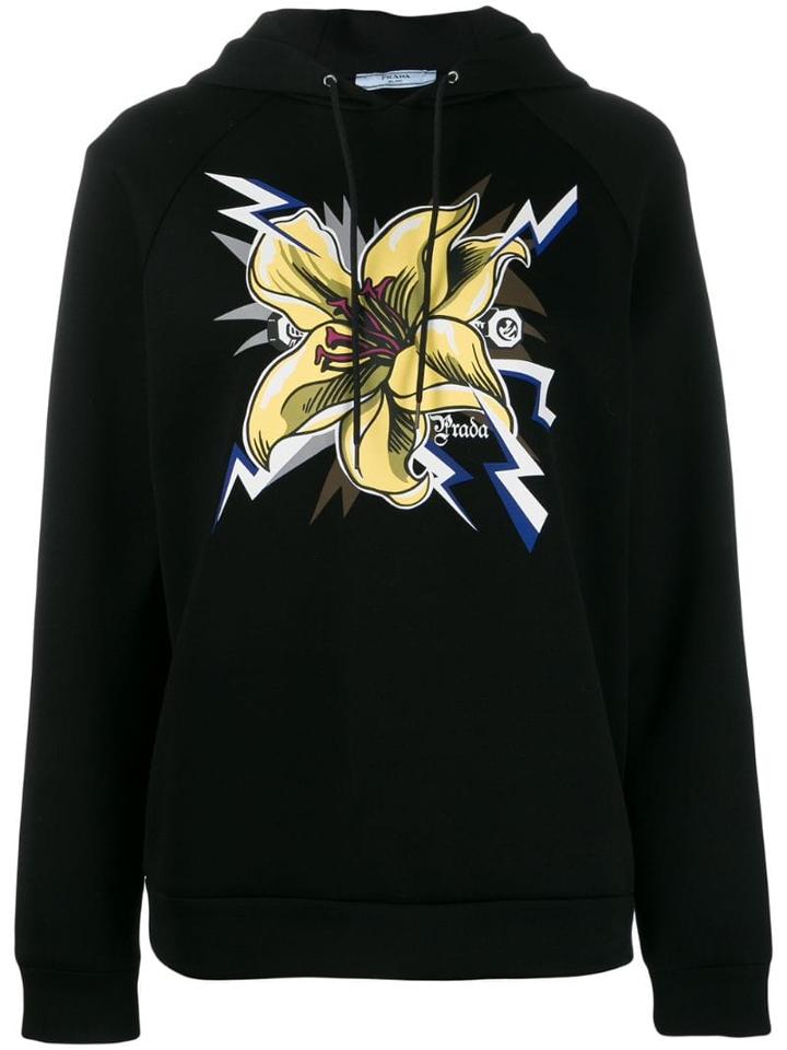 Prada Frankenstein Lily Print Hoodie - Black