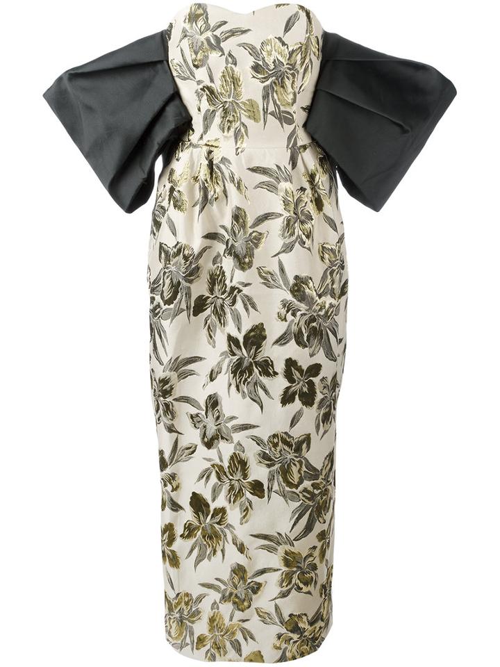 Christian Pellizzari Floral Print Strapless Gown, Women's, Size: 40, Nude/neutrals, Cotton/polyester/acetate/viscose