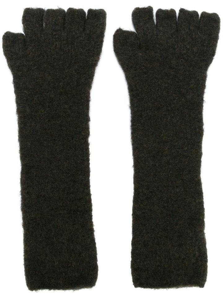Isabel Benenato Fingerless Gloves, Women's, Brown, Polyamide/spandex/elastane/yak/merino