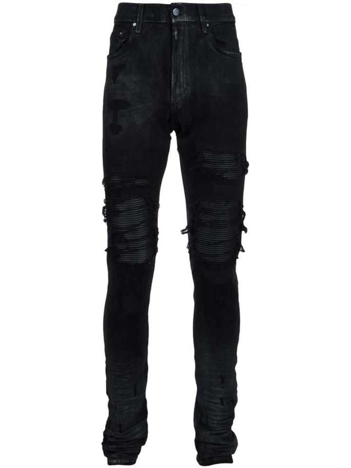 Amiri Ripped Skinny Jeans, Men's, Size: 31, Black, Cotton/spandex/elastane