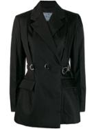 Prada Asymmetrical Buckle Fastened Blazer - Black