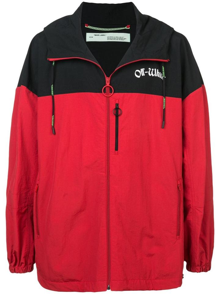 Off-white Two-tone Zipped Jacket - Red