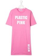 Msgm Kids Plastic Pink Print T-shirt Dress