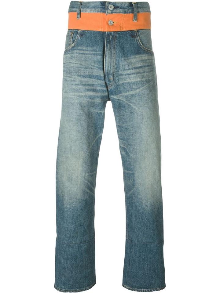 Junya Watanabe Comme Des Garçons Man Patched Pocket Straight Jeans, Men's, Size: M, Blue, Cotton/linen/flax