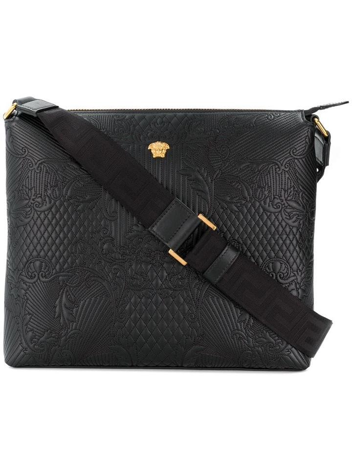 Versace Embossed Messenger Bag - Black