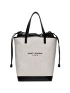 Saint Laurent White And Black Teddy Canvas Bag - Neutrals