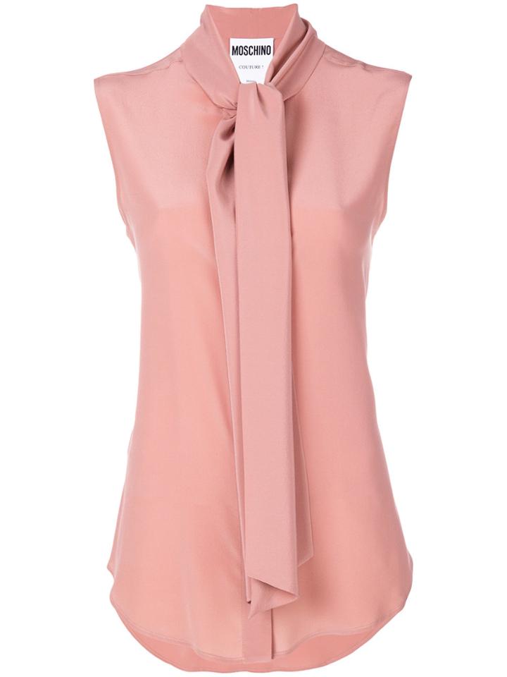 Moschino Sleeveless Scarf Tie Blouse - Pink & Purple