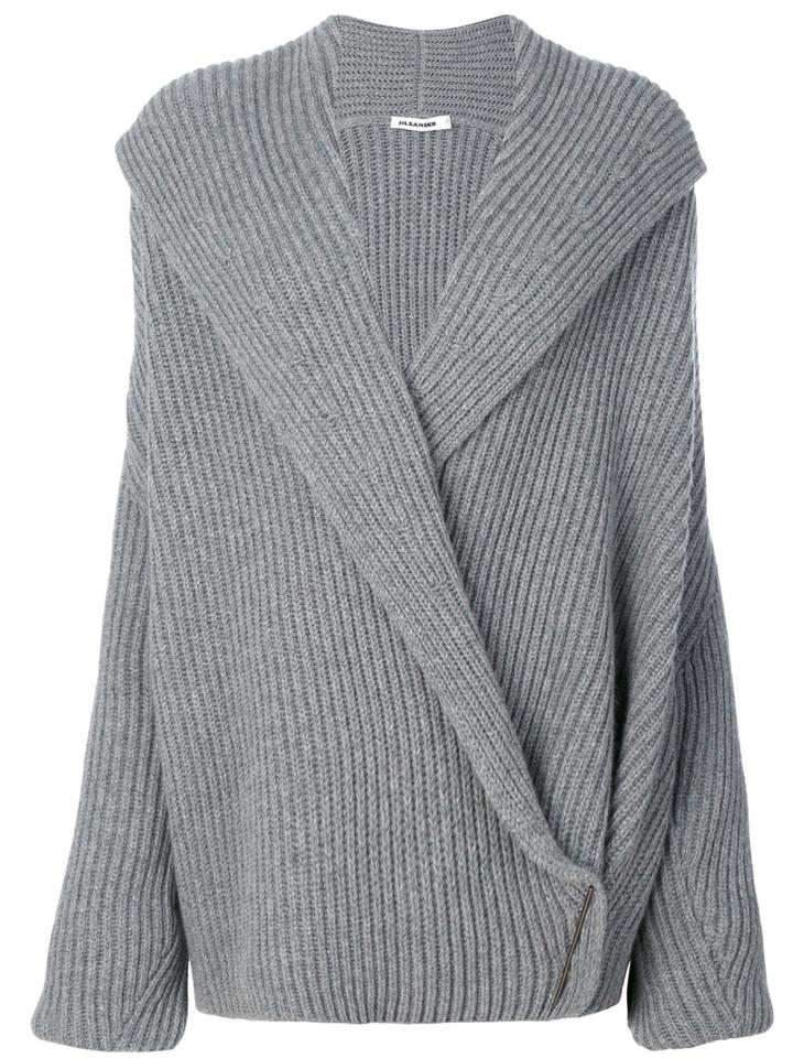 Jil Sander - Wrap Knitted Sweater - Women - Cashmere/wool - M, Grey, Cashmere/wool