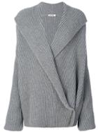 Jil Sander - Wrap Knitted Sweater - Women - Cashmere/wool - M, Grey, Cashmere/wool