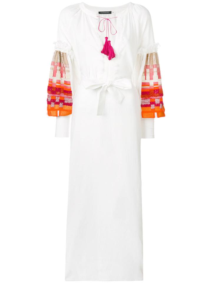 Wandering Beaded Sleeve Maxi Dress - White