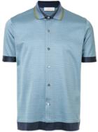 Cerruti 1881 Contrast-trim Micro-print Polo Shirt - Blue