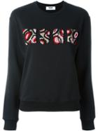 Msgm Front Logo Sweatshirt, Women's, Size: Large, Black, Cotton
