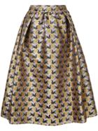 Mary Katrantzou Swan Flocked Skater Skirt - Metallic