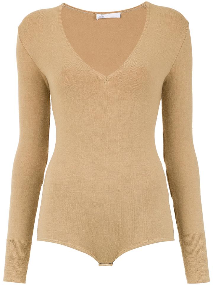 Nk V-neck Bodysuit - Nude & Neutrals