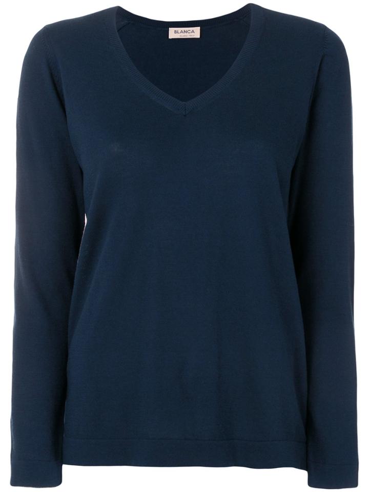 Blanca V-neck Jumper - Blue