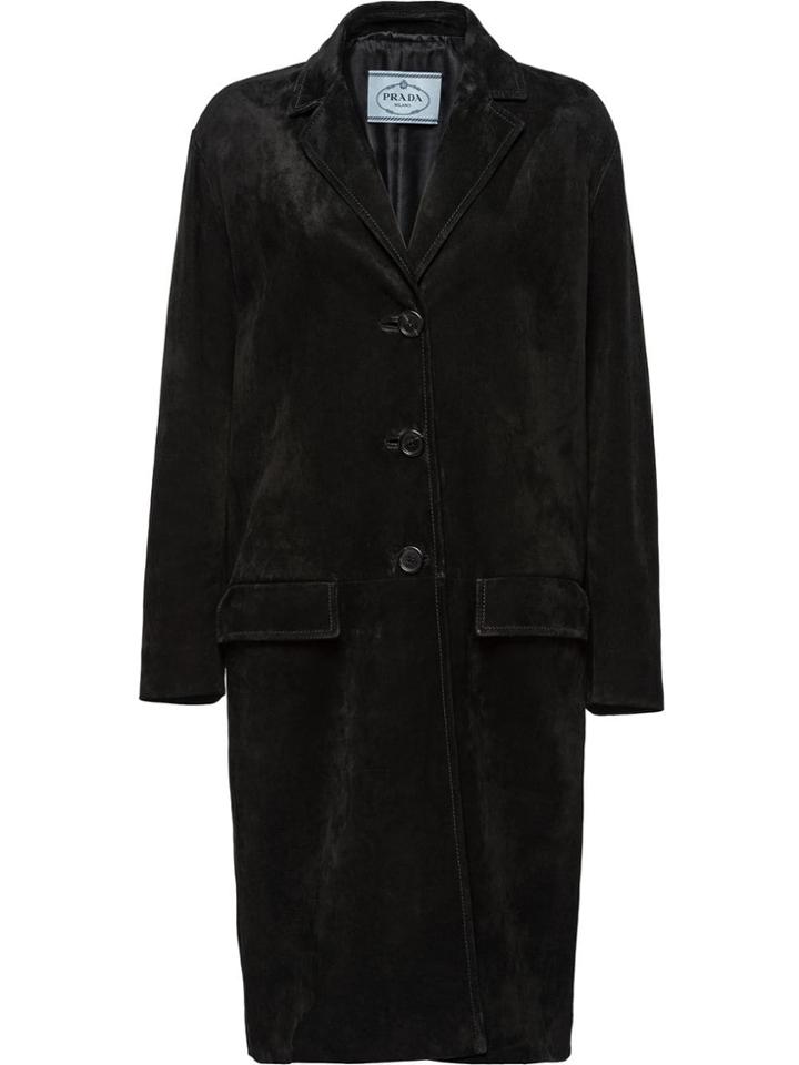 Prada Midi Buttoned Coat - Black
