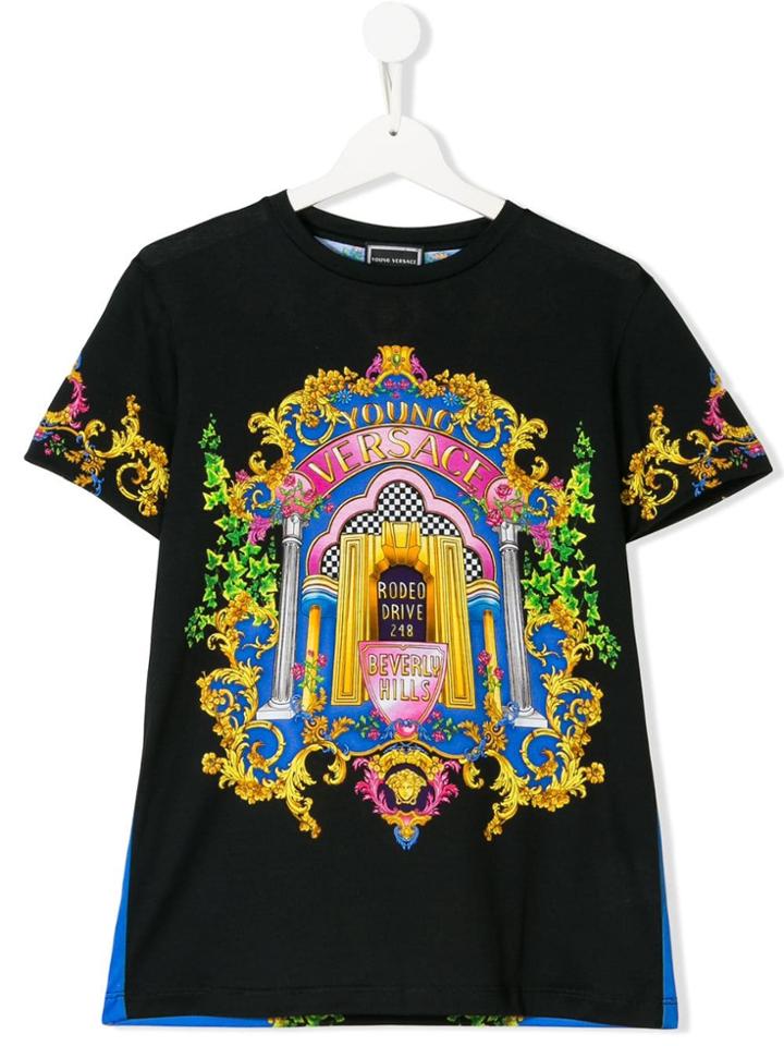 Young Versace Baroque Logo T-shirt - Black