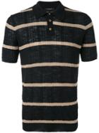 Roberto Collina - Striped Polo Shirt - Men - Cotton/linen/flax/polyester - Xl, Black, Cotton/linen/flax/polyester