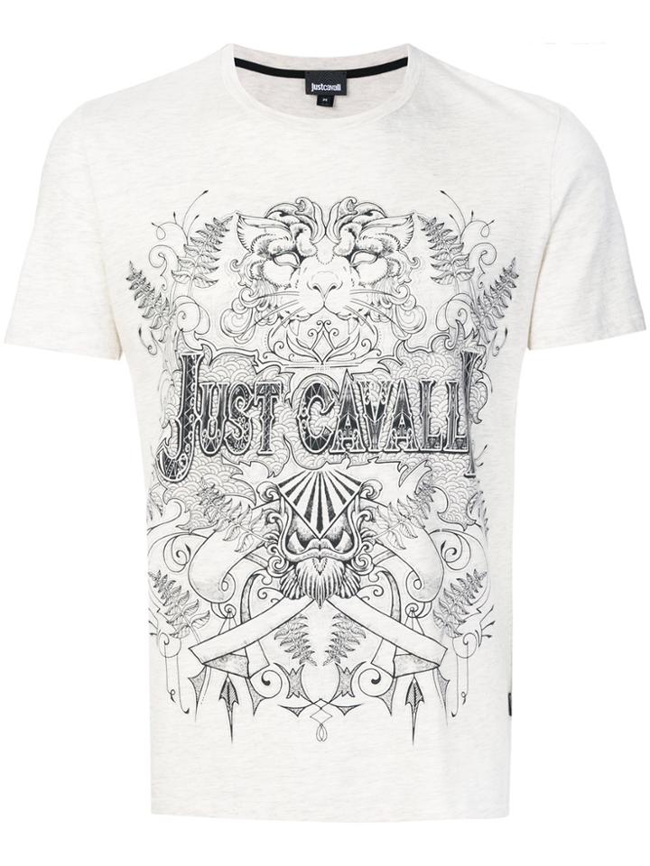Just Cavalli Front Printed T-shirt - Grey