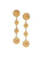 Chanel Vintage Dangle Button Clip-on Earrings