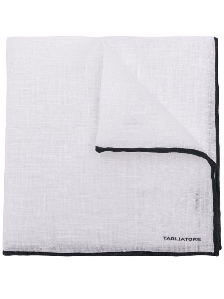 Tagliatore Logo Pocket Square - White