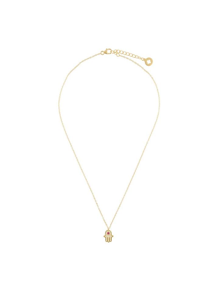 Nialaya Jewelry Hamsa Hand Pendant Necklace - Yellow & Orange