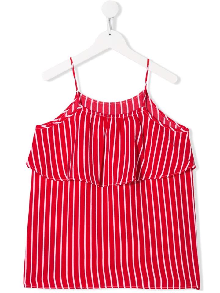 Tommy Hilfiger Junior Striped Ruffle Top - Red