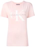 Calvin Klein Jeans Logo Print T-shirt, Women's, Size: Medium, Pink/purple, Cotton