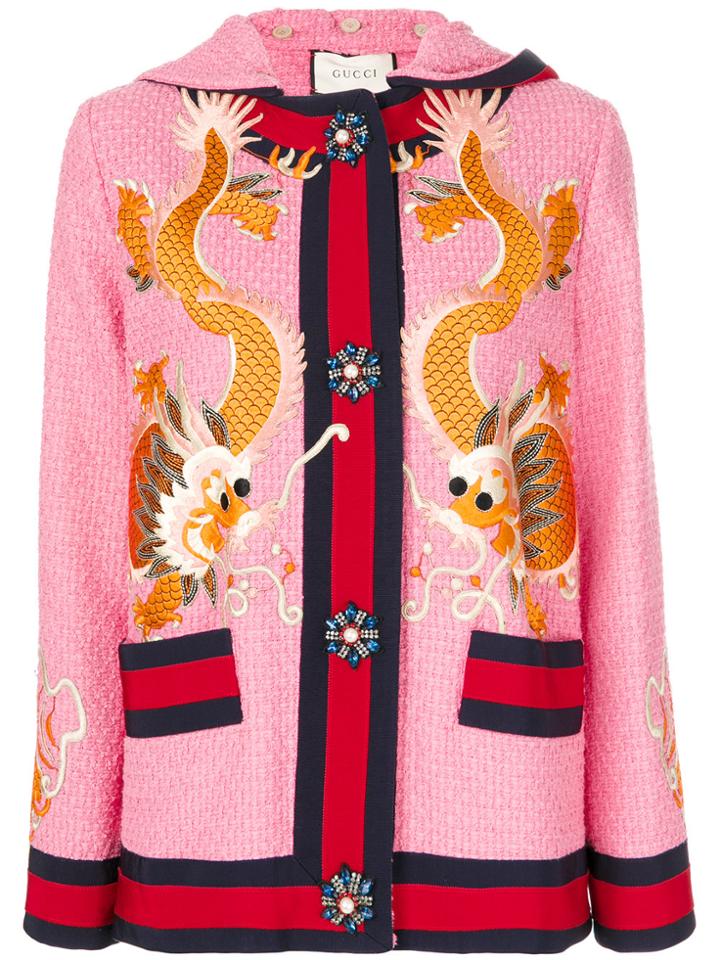 Gucci Gg Web Tweed Dragon Jacket - Black