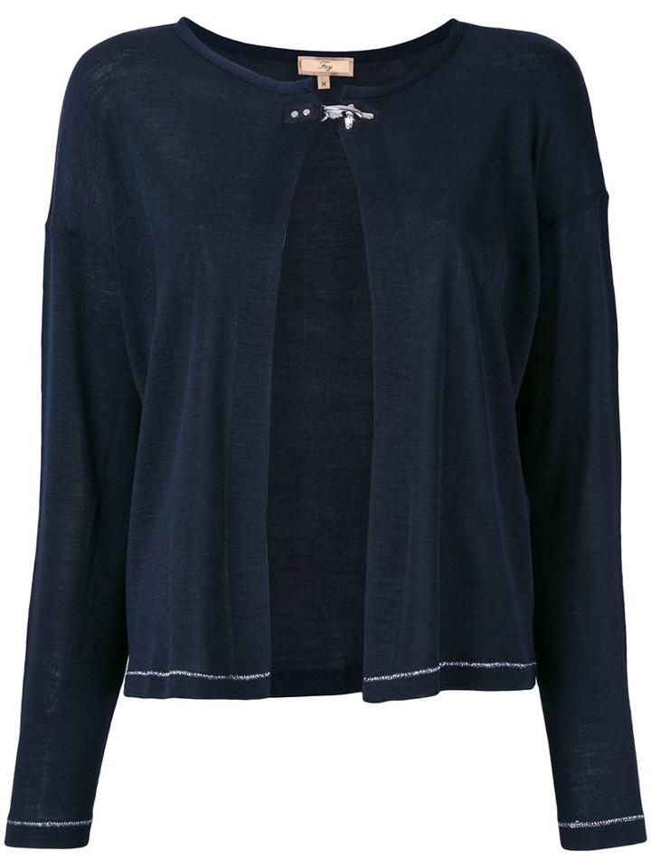 Fay - Classic Cardigan - Women - Silk - Xl, Blue, Silk
