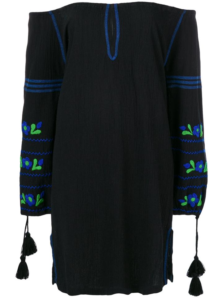 Sensi Studio Embroidered Off Shoulder Tunic - Black