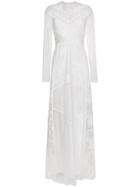 Givenchy High Neck Fitted Sheer Panelled Lace Gown - White