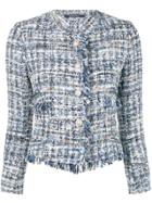Tagliatore Fringed Tweed Jacket - Blue