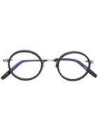 Gold And Wood Round Shaped Glasses - Black