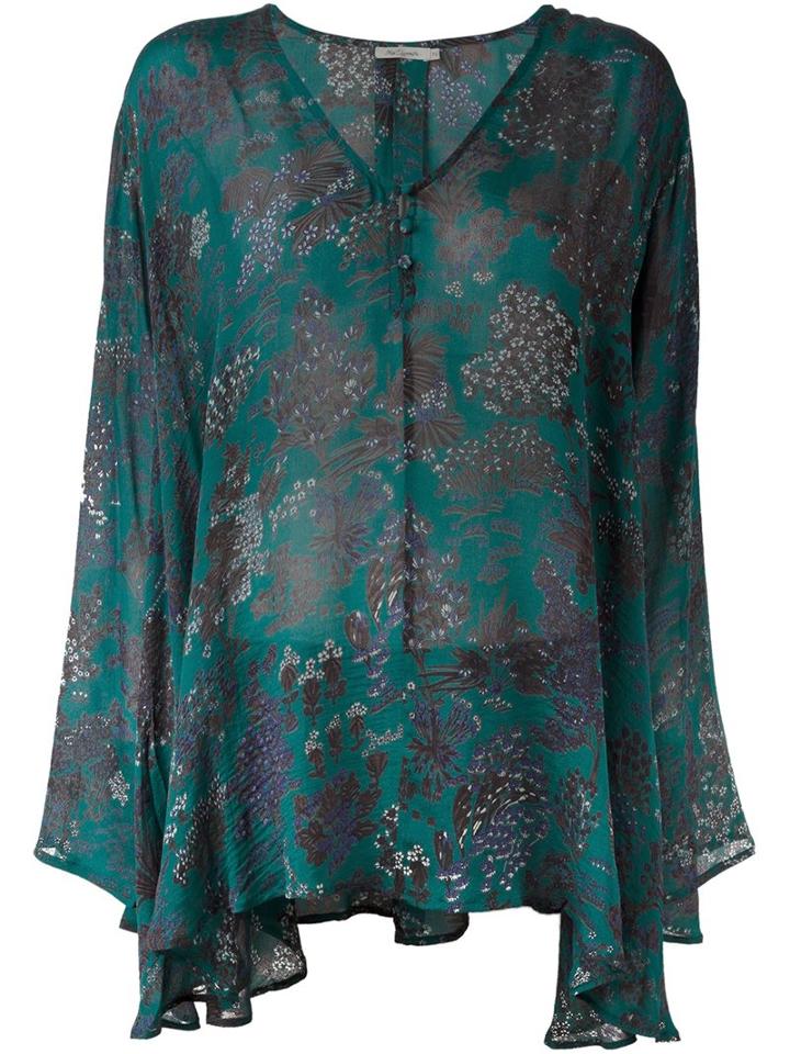 Mes Demoiselles Floral Print Blouse, Women's, Blue, Silk