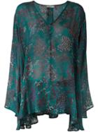 Mes Demoiselles Floral Print Blouse, Women's, Blue, Silk