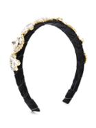 David Charles Kids - Bejewelled Headband - Kids - Brass/velvet/glass - One Size, Black