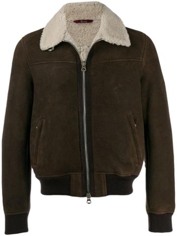 Stewart Leather Bomber Jacket - Brown