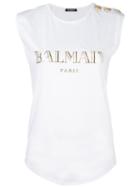 Balmain Logo T-shirt, Women's, Size: 32, White, Cotton