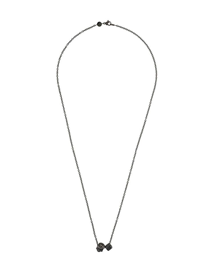 Northskull Perforated Skull Logo Wheel Necklace - Black